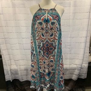 Luxology Women Shift Dress Blue White Floral  M